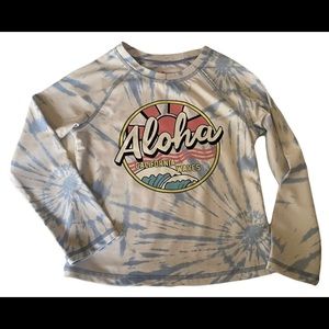 New Girls size 5-6 Miken Aloha California Waves Rashguard swim top